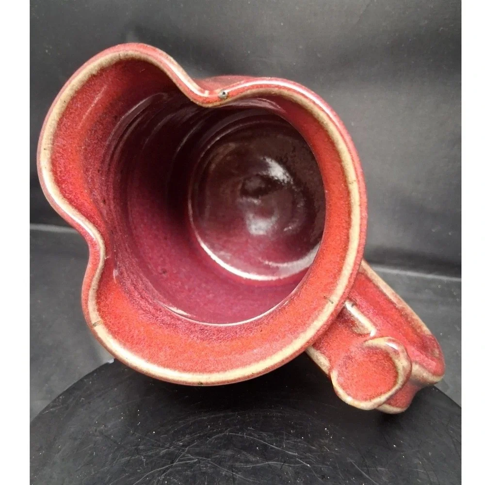 Zappa Signed Studio Pottery Salsa Pitcher Red Blue Striped Stoneware Jug